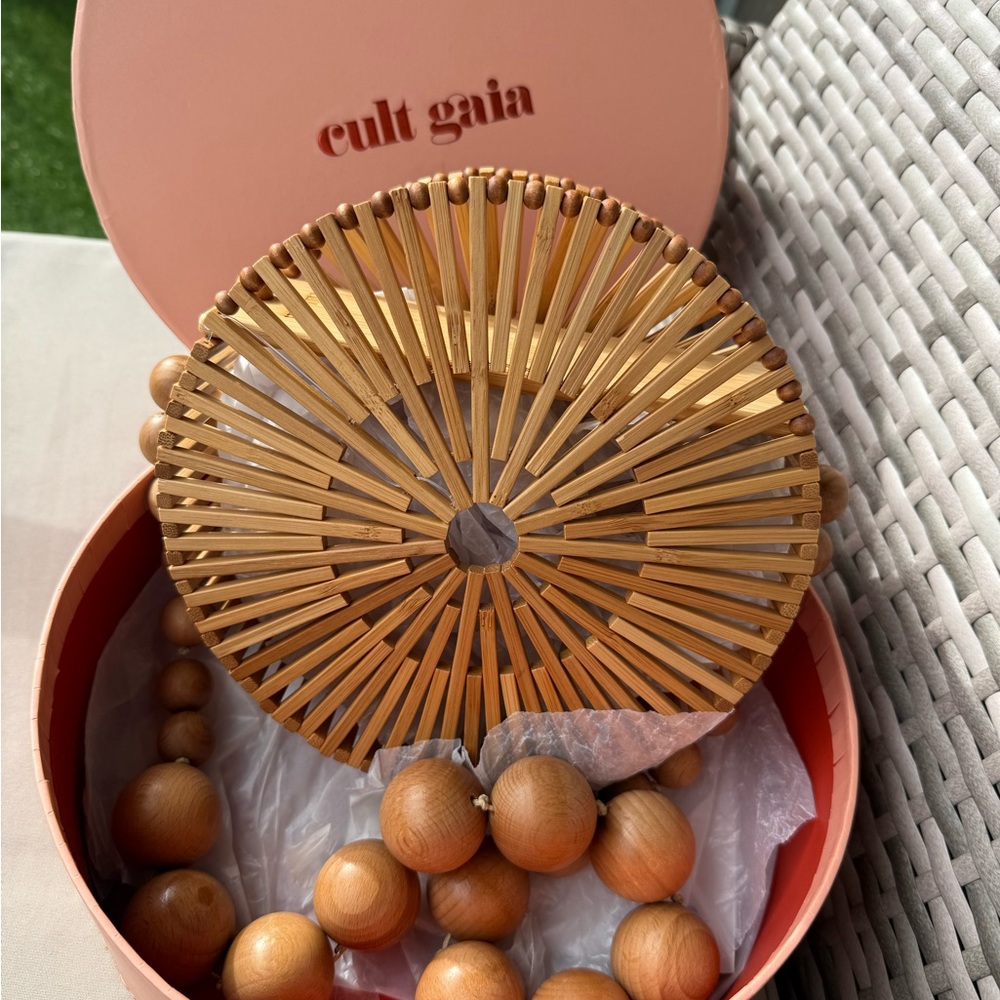 Cult Gaia Natural Bamboo Round Bag